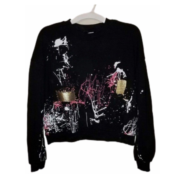 For The Republic Tops - FOR THE REPUBLIC PAINT SPLATTER SWEATSHIRT